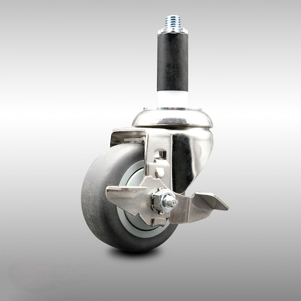 3.5 Inch 316SS Thermoplastic Rubber Swivel 1 Inch Stem Caster Brake SCC
